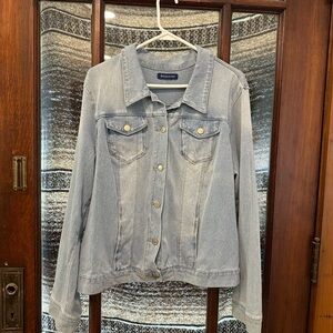 Blue Denim Jacket Cowgirl Western Classic Light Wash Stretch Minimalist Capsule